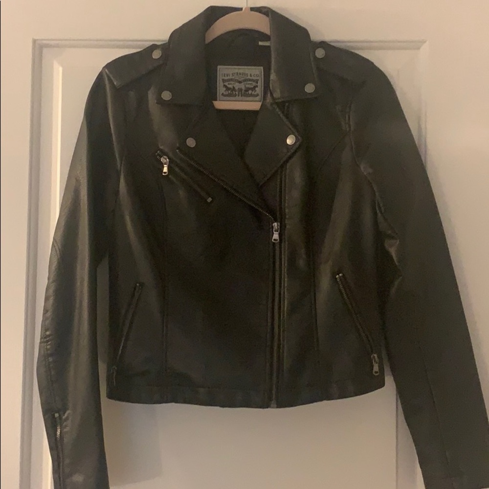 Levi’s Small Black Leather Motorcycle Jacket